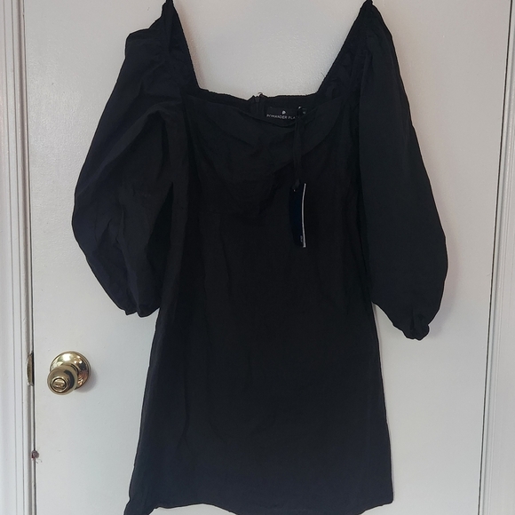 NWT Tuckernuck POMANDER PLACE Elegant Black Puff Sleeve Dress - Picture 5 of 5